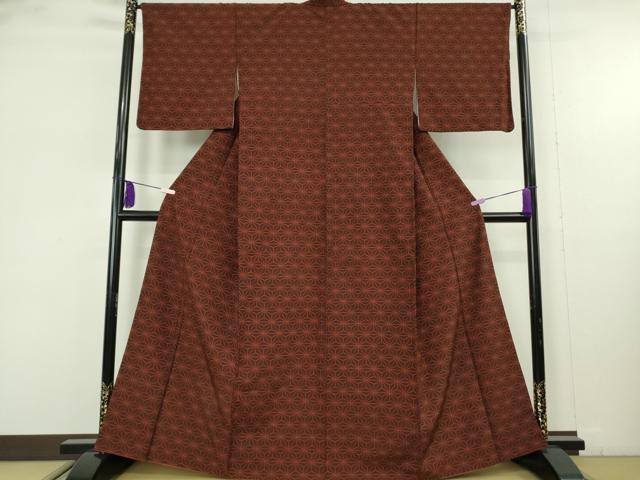 平和屋着物●極上　洗える最高級着物　＜英＞はなぶさ謹製　小紋　麻の葉　逸品　DZAB9526kh6