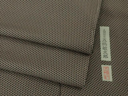 平和屋着物●極上　無形文化財　人間国宝　五嶋敏太郎　江戸小紋　鱗文　江戸鼠×黒　逸品　未使用　DZAB9528kh6　