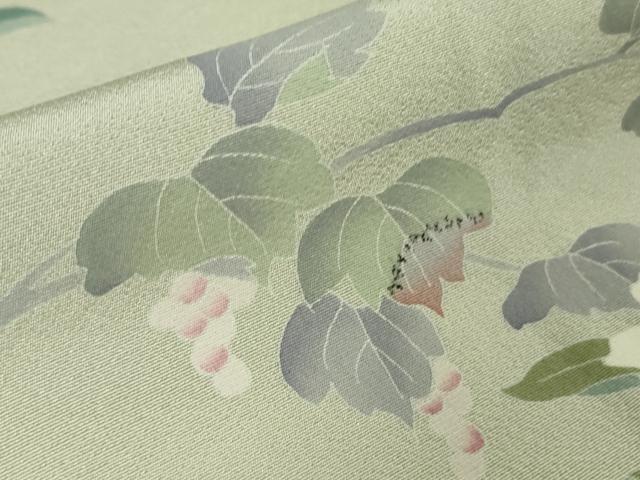 平和屋着物●極上　京友禅工芸作家　小宮山彌一　訪問着　枝花文　柳鼠色地　暈し染め　逸品　DZAB9531kh6