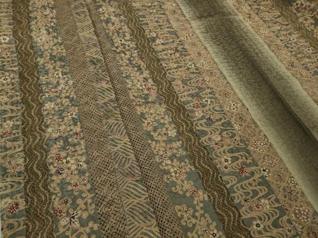 平和屋着物●極上　中国三大刺繍　スワトウ刺繍　汕頭刺繍　草花間道　暈し染め　逸品　DZAB9533kh6