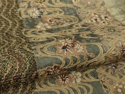 平和屋着物●極上　中国三大刺繍　スワトウ刺繍　汕頭刺繍　草花間道　暈し染め　逸品　DZAB9533kh6