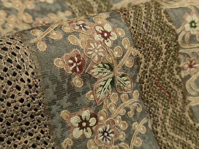 平和屋着物●極上　中国三大刺繍　スワトウ刺繍　汕頭刺繍　草花間道　暈し染め　逸品　DZAB9533kh6