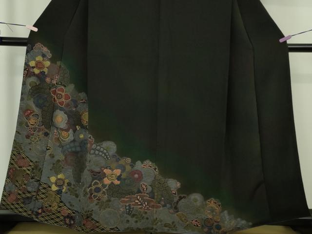 平和屋着物●極上　中国三大刺繍 スワトウ刺繍　汕頭・相良刺繍　絽刺し　訪問着　辻が花　暈し染め　鬼しぼ縮緬　金糸　逸品　DZAB9534kh6