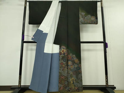 平和屋着物●極上　中国三大刺繍 スワトウ刺繍　汕頭・相良刺繍　絽刺し　訪問着　辻が花　暈し染め　鬼しぼ縮緬　金糸　逸品　DZAB9534kh6