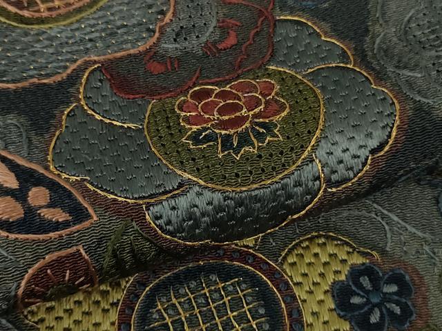 平和屋着物●極上　中国三大刺繍 スワトウ刺繍　汕頭・相良刺繍　絽刺し　訪問着　辻が花　暈し染め　鬼しぼ縮緬　金糸　逸品　DZAB9534kh6