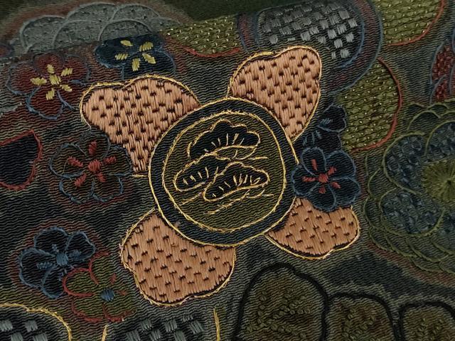 平和屋着物●極上　中国三大刺繍 スワトウ刺繍　汕頭・相良刺繍　絽刺し　訪問着　辻が花　暈し染め　鬼しぼ縮緬　金糸　逸品　DZAB9534kh6