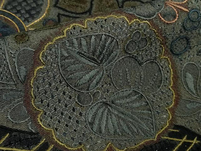 平和屋着物●極上　中国三大刺繍 スワトウ刺繍　汕頭・相良刺繍　絽刺し　訪問着　辻が花　暈し染め　鬼しぼ縮緬　金糸　逸品　DZAB9534kh6
