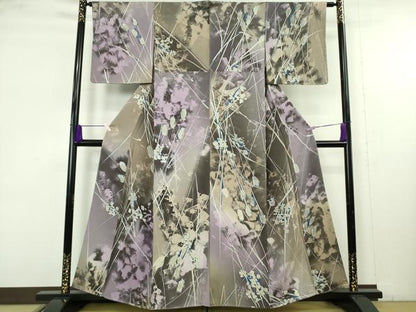 平和屋着物●極上　京彩　河野雅之　小紋　霞文　鬼しぼ縮緬　反端付き　逸品　未使用　DZAB9539kh6