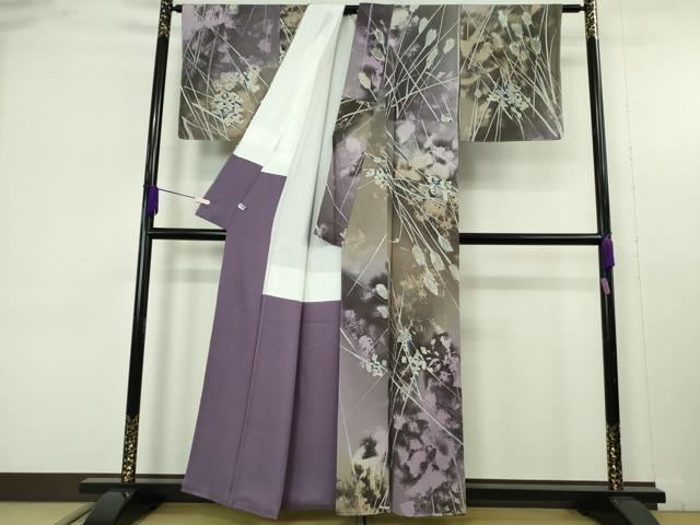 平和屋着物●極上　京彩　河野雅之　小紋　霞文　鬼しぼ縮緬　反端付き　逸品　未使用　DZAB9539kh6