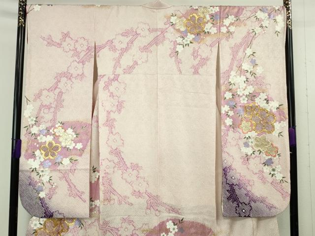 平和屋着物●極上　振袖　駒刺繍　絞り　舞桜　枝垂れ花　暈し染め　金彩　やまと誂製　逸品　DZAB9542kh6