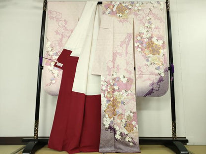 平和屋着物●極上　振袖　駒刺繍　絞り　舞桜　枝垂れ花　暈し染め　金彩　やまと誂製　逸品　DZAB9542kh6