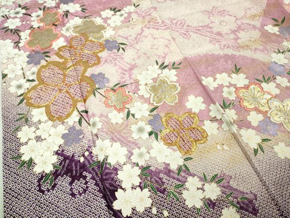 平和屋着物●極上　振袖　駒刺繍　絞り　舞桜　枝垂れ花　暈し染め　金彩　やまと誂製　逸品　DZAB9542kh6