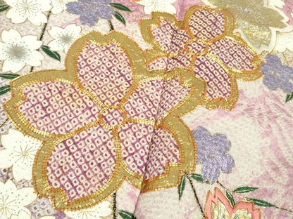 平和屋着物●極上　振袖　駒刺繍　絞り　舞桜　枝垂れ花　暈し染め　金彩　やまと誂製　逸品　DZAB9542kh6