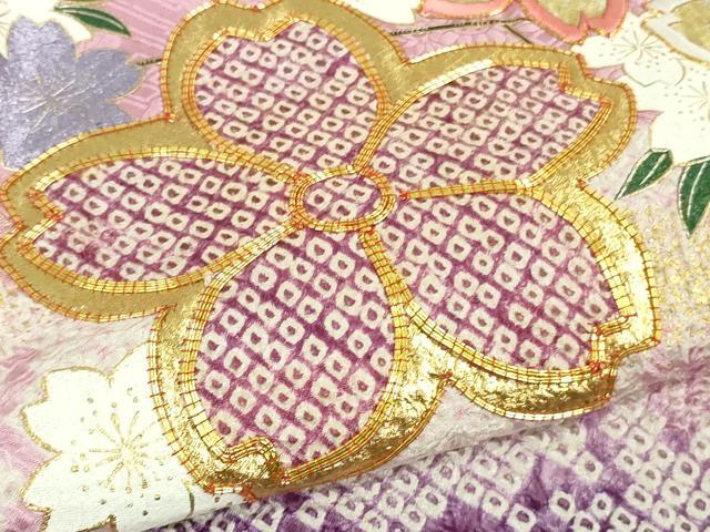 平和屋着物●極上　振袖　駒刺繍　絞り　舞桜　枝垂れ花　暈し染め　金彩　やまと誂製　逸品　DZAB9542kh6