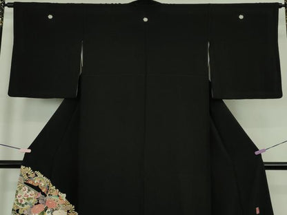 平和屋着物●極上　黒留袖　友禅　作家物　吉正　花鳥文　逸品　DZAB9544kh6