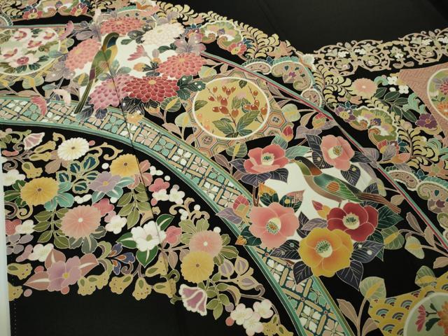 平和屋着物●極上　黒留袖　友禅　作家物　吉正　花鳥文　逸品　DZAB9544kh6