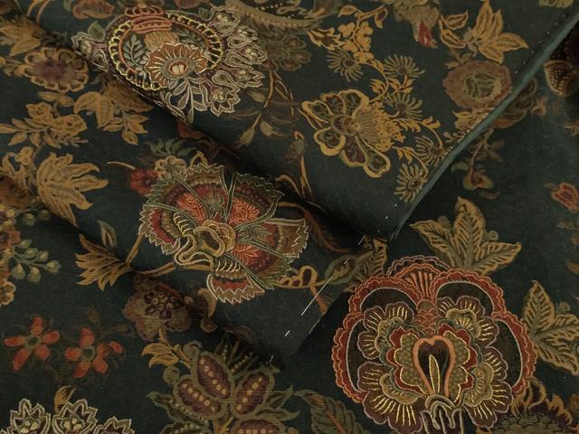 平和屋着物●極上　小紋　刺繍　更紗花文　褐返色地　金糸　逸品　未使用　DZAB9545kh6