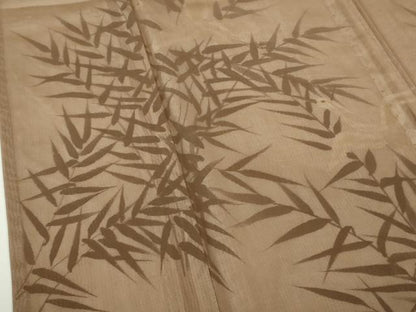 平和屋着物▽極上　訪問着　無双　紗袷　紗×絽　手描き　白鷺　笹の葉　煎茶色地　逸品　DZAB9546kh6