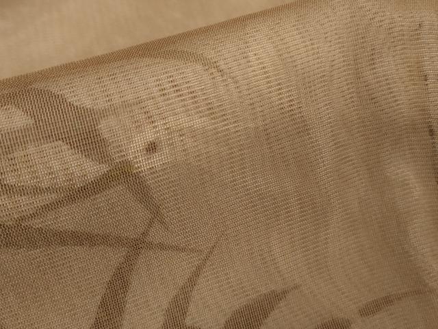 平和屋着物▽極上　訪問着　無双　紗袷　紗×絽　手描き　白鷺　笹の葉　煎茶色地　逸品　DZAB9546kh6