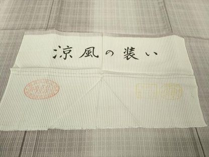 平和屋着物＊極上　夏物　小紋　縦絽　涼風の装い　間道　暈し染め　反端付き　逸品　DZAB9548kh6