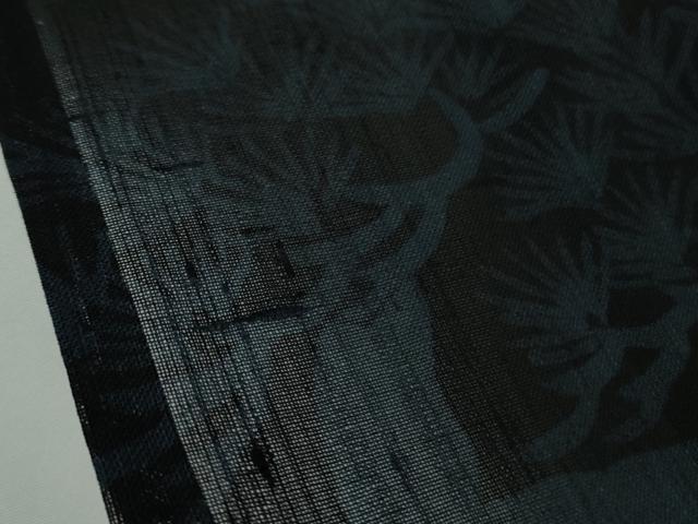 平和屋着物＊極上　夏物　訪問着　紗紬　舟　松　水辺風景　濃い紺地　逸品　DZAB9549kh6