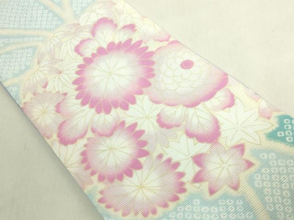 平和屋着物＊極上　夏物　両面　半幅帯　鹿の子花文　花兎　逸品　DZAB9553kh6