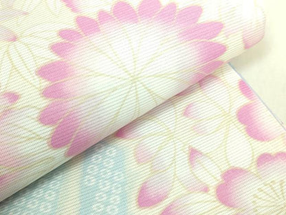 平和屋着物＊極上　夏物　両面　半幅帯　鹿の子花文　花兎　逸品　DZAB9553kh6