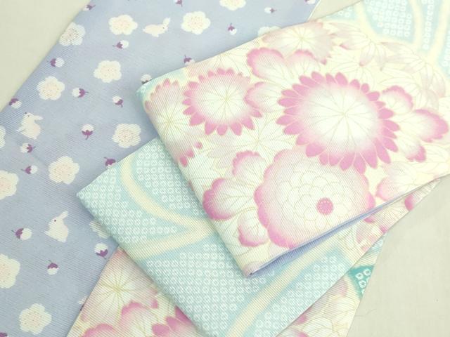 平和屋着物＊極上　夏物　両面　半幅帯　鹿の子花文　花兎　逸品　DZAB9553kh6