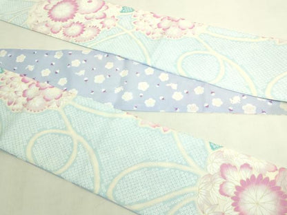 平和屋着物＊極上　夏物　両面　半幅帯　鹿の子花文　花兎　逸品　DZAB9553kh6