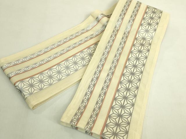 平和屋着物＊極上　夏物　博多織　半幅帯　麻の葉間道　DZAB9554kh6