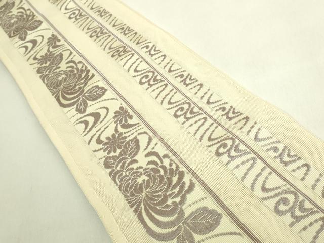 平和屋着物＊極上　夏物　博多織　両面　半幅帯　流水乱菊　間道　DZAB9559kh6