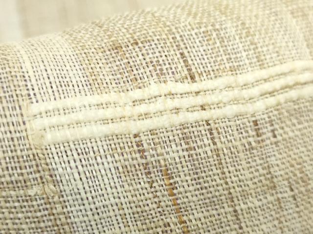 平和屋着物＊極上　夏物　両面　半幅帯　変わり格子　麻　逸品　DZAB9571kh6