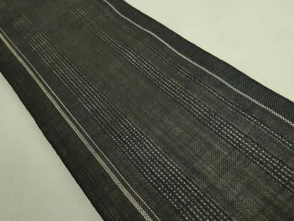 平和屋着物＊極上　夏物　半幅帯　間道　黒地　麻　逸品　DZAB9572kh6