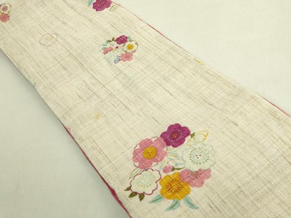 平和屋着物＊極上　夏物　半幅帯　花丸文　麻　逸品　DZAB9575kh6