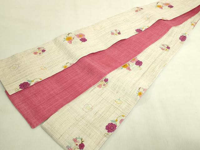 平和屋着物＊極上　夏物　半幅帯　花丸文　麻　逸品　DZAB9575kh6