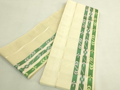 平和屋着物＊極上　夏物　本場筑前博多織　半幅帯　紗　間道　逸品　DZAB9576kh6
