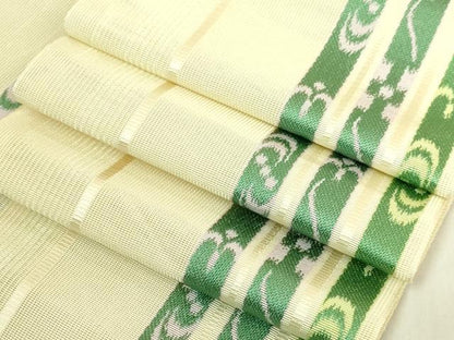 平和屋着物＊極上　夏物　本場筑前博多織　半幅帯　紗　間道　逸品　DZAB9576kh6
