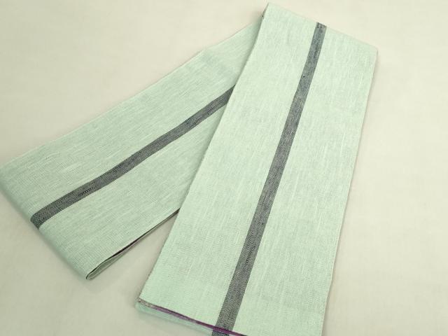 平和屋着物＊極上　夏物　両面　半幅帯　間道　丹羽幸織物　麻　逸品　DZAB9584kh6