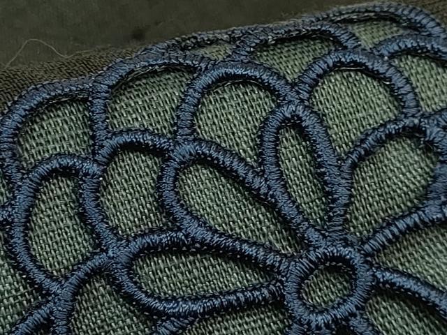 平和屋着物＊極上　夏物　半幅帯　刺繍　花　ドロンワーク　黒地　麻　逸品　DZAB9589kh6