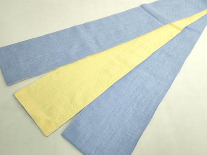 平和屋着物＊極上　夏物　両面　半幅帯　麻　逸品　DZAB9599kh6