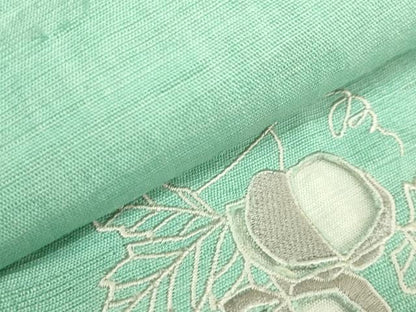 平和屋着物＊極上　夏物　半幅帯　刺繍　ドロンワーク　ほおづき　麻　逸品　DZAB9607kh6