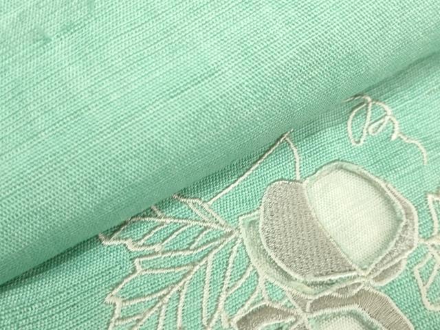平和屋着物＊極上　夏物　半幅帯　刺繍　ドロンワーク　ほおづき　麻　逸品　DZAB9607kh6