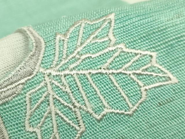 平和屋着物＊極上　夏物　半幅帯　刺繍　ドロンワーク　ほおづき　麻　逸品　DZAB9607kh6