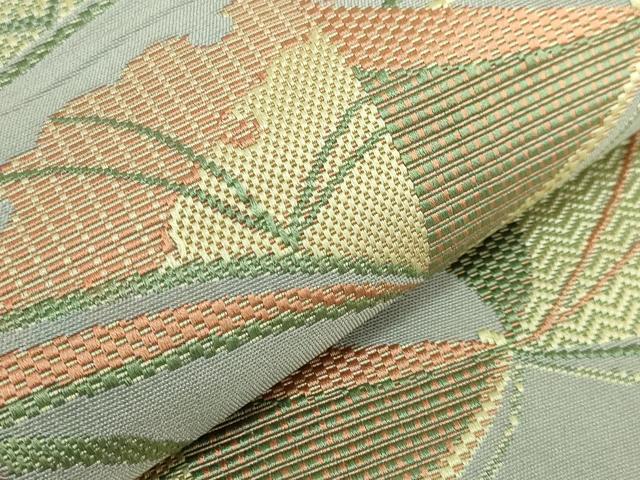 平和屋着物●極上　本場筑前博多織　両面　半幅帯　雪輪舞蝶文　献上　大蔵織物　証紙付き　逸品　DZAB9614kh6