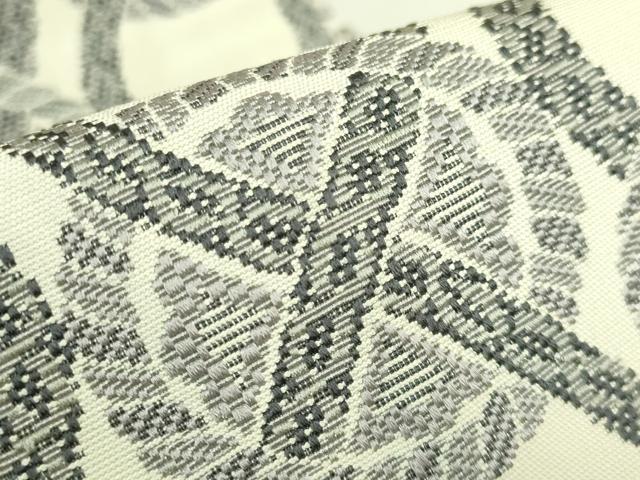 平和屋着物●極上　本場筑前博多織　両面　半幅帯　網目文　草花文　大蔵織物　証紙付き　逸品　DZAB9619kh6