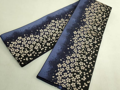 平和屋着物●極上　本場筑前博多織　両面　半幅帯　舞桜　間道　森博多織　証紙付き　逸品　未使用　DZAB9621kh6