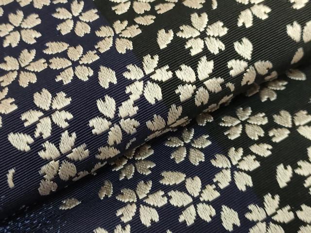 平和屋着物●極上　本場筑前博多織　両面　半幅帯　舞桜　間道　森博多織　証紙付き　逸品　未使用　DZAB9621kh6
