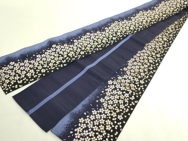平和屋着物●極上　本場筑前博多織　両面　半幅帯　舞桜　間道　森博多織　証紙付き　逸品　未使用　DZAB9621kh6