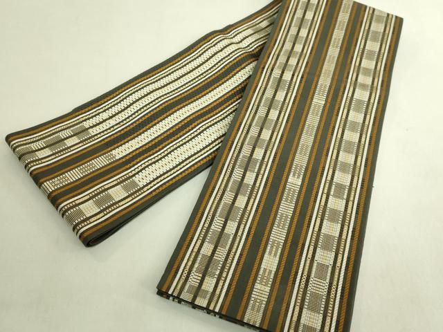 平和屋着物●極上　本場筑前博多織　半幅帯　間道　井上織物　証紙付き　逸品　DZAB9622kh6