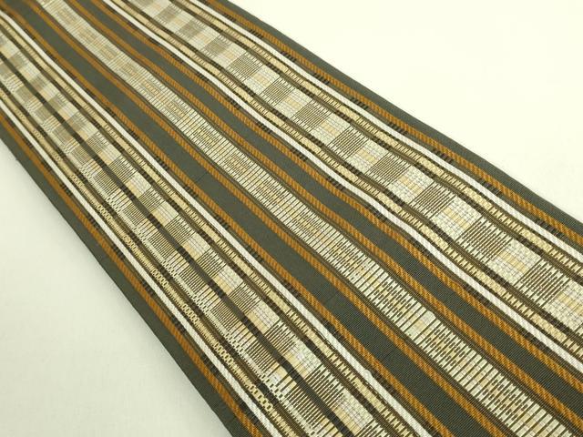 平和屋着物●極上　本場筑前博多織　半幅帯　間道　井上織物　証紙付き　逸品　DZAB9622kh6
